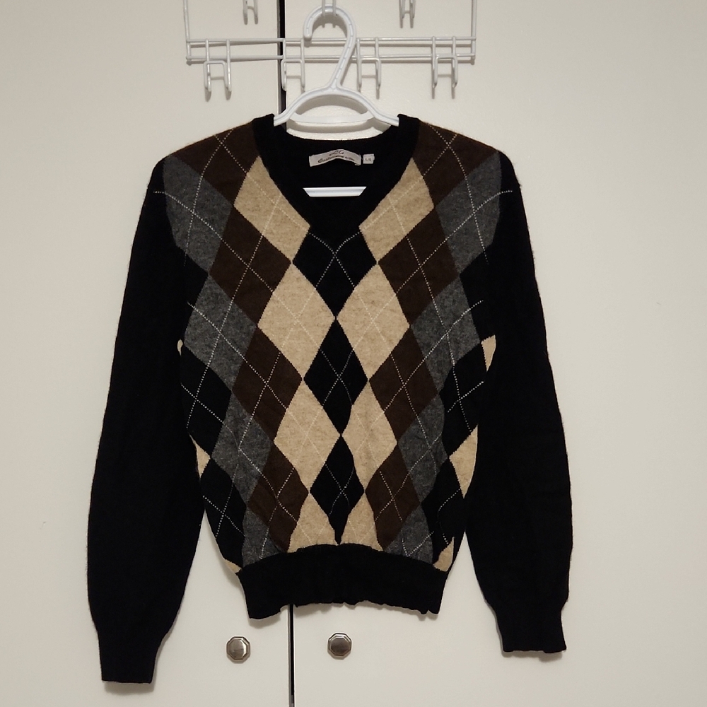 LG 100 Cashmere Argyle Pattern Sweater